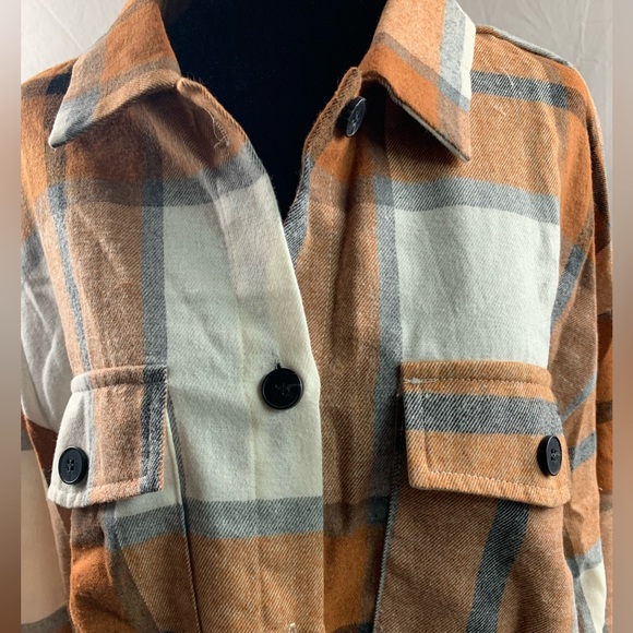 Boyfriend Plaid Flap Pocket Drop Shoulder Shacket - Picture 11 of 11